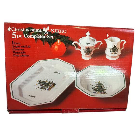 Nikko Japan Christmastime Retired 5 Piece Completer Serving Set-PLUS Bonus Bowl! - Picture 4 of 7